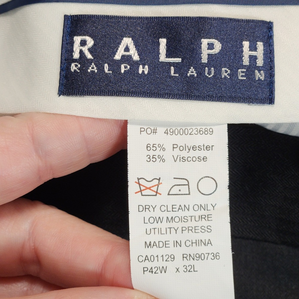 Ralph Lauren Mens Black‎ Herringbone Dress Pants P42W x 32L EALYPUUXD113 - Picture 4 of 9